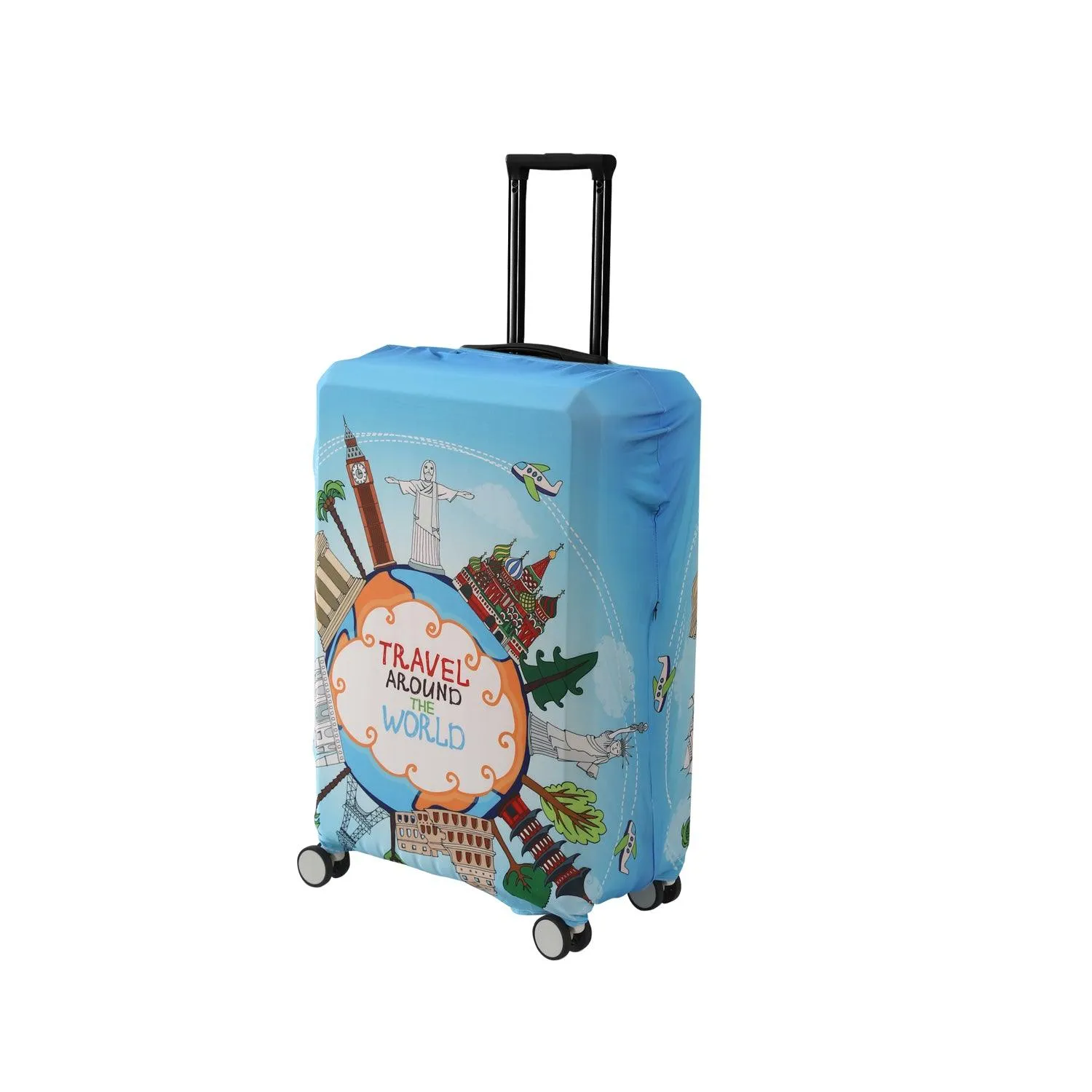 Durable 180 GSM Suitcase Covers s/m/l-Size for Trolley Suitcase, Blue Travel Around The World