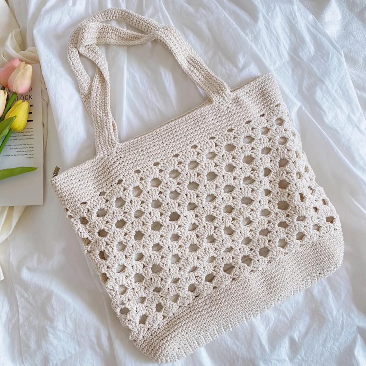 Elena Handbags Retro Artsy Crochet Tote Bag