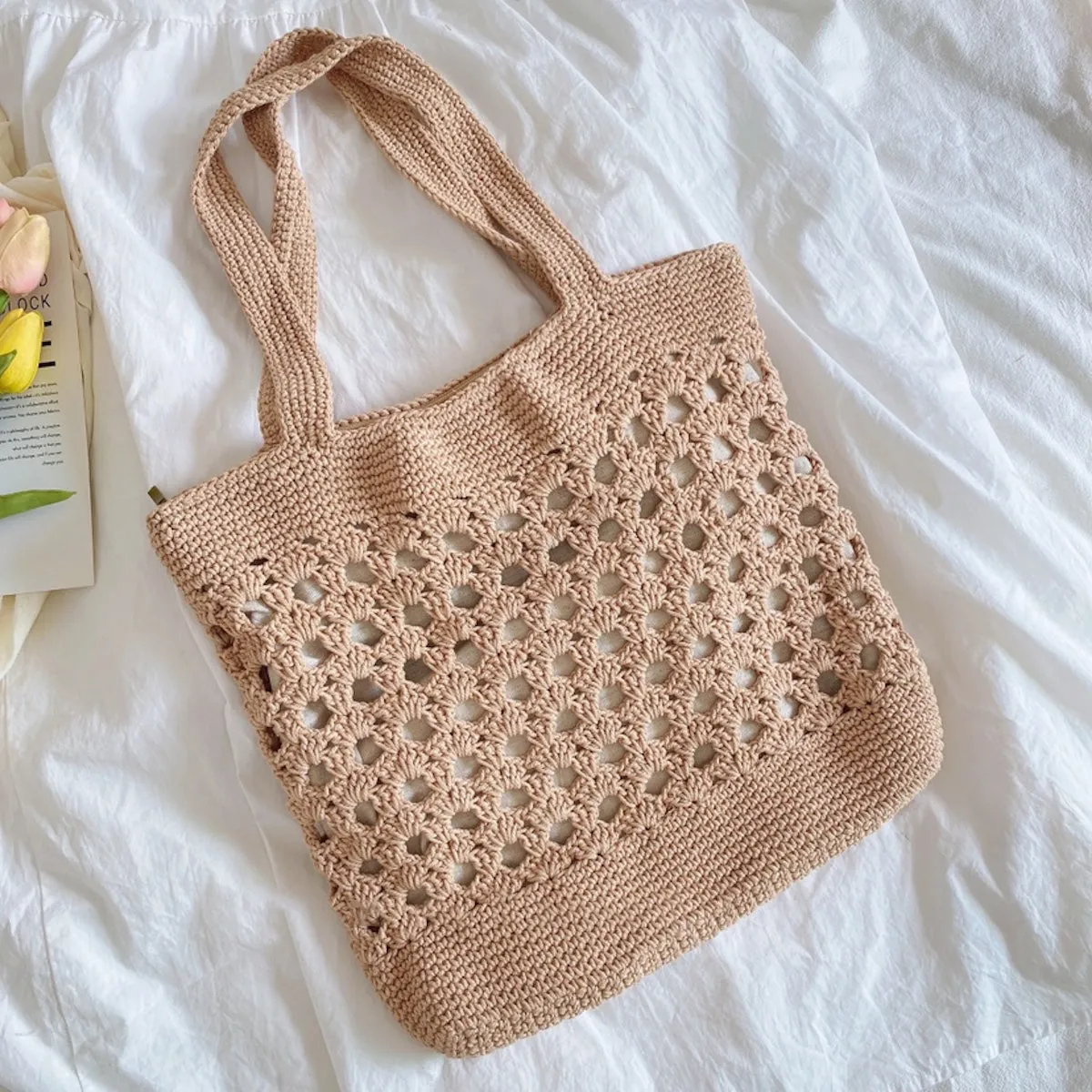 Elena Handbags Retro Artsy Crochet Tote Bag