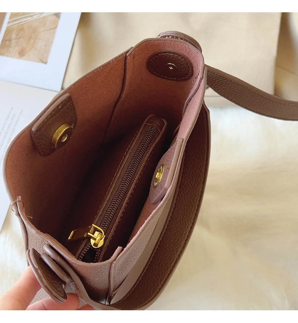 Elena Handbags Simple Leather Camera Sling Bag