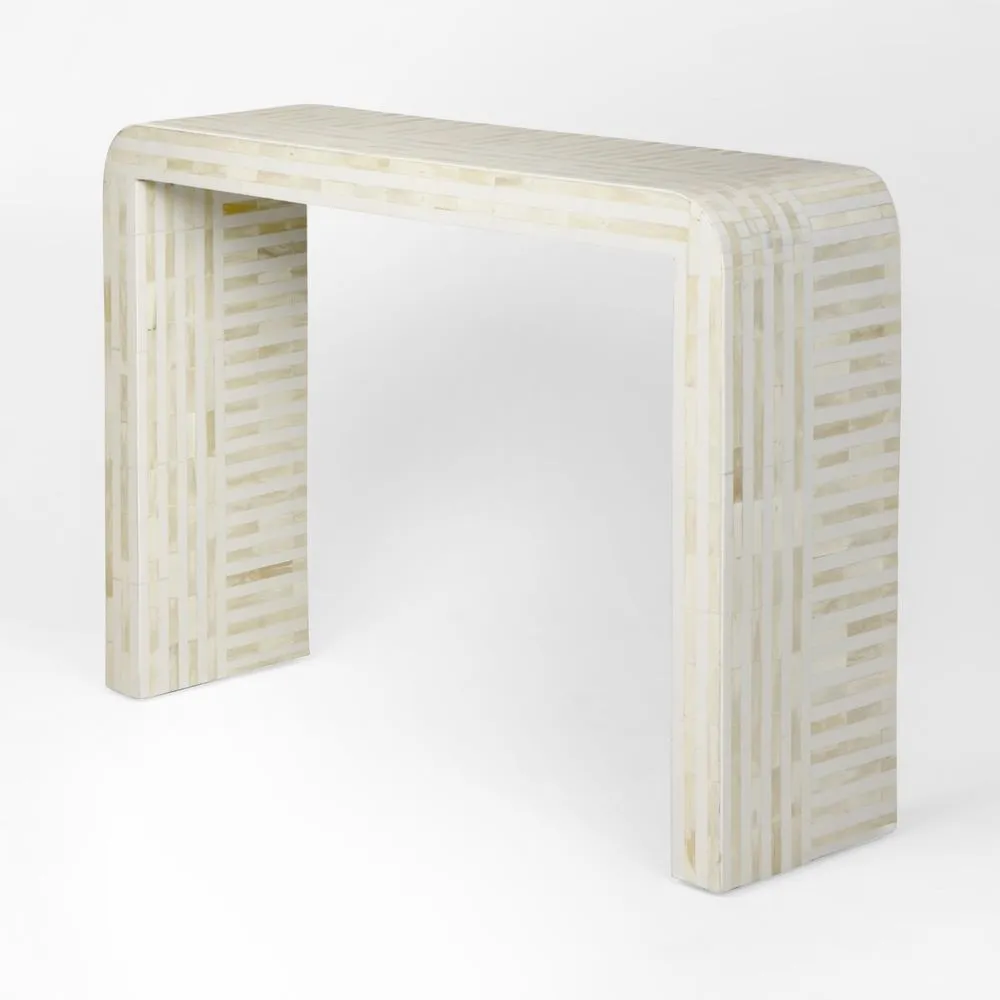 Eloise Bone Inlay Curved Console Table White