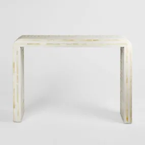 Eloise Bone Inlay Curved Console Table White