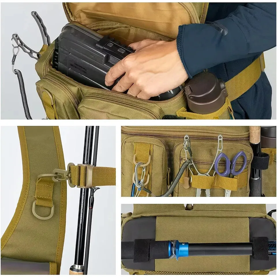 Fishing and Outdoor Multifunctional Waist Pack with Shoulders Straps Support