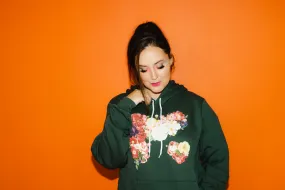 Flower M Pullover Hoodie in Forest Green