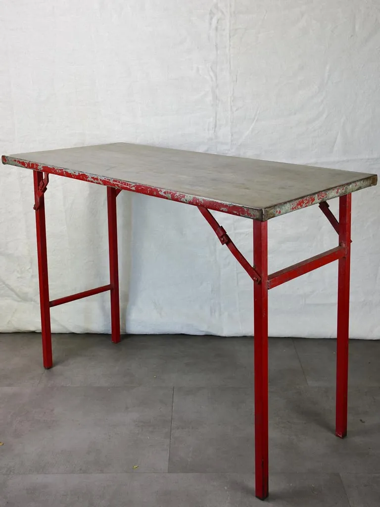 Folding industrial table from an atelier - early 20th century 41¾" x  19¾" x 30"