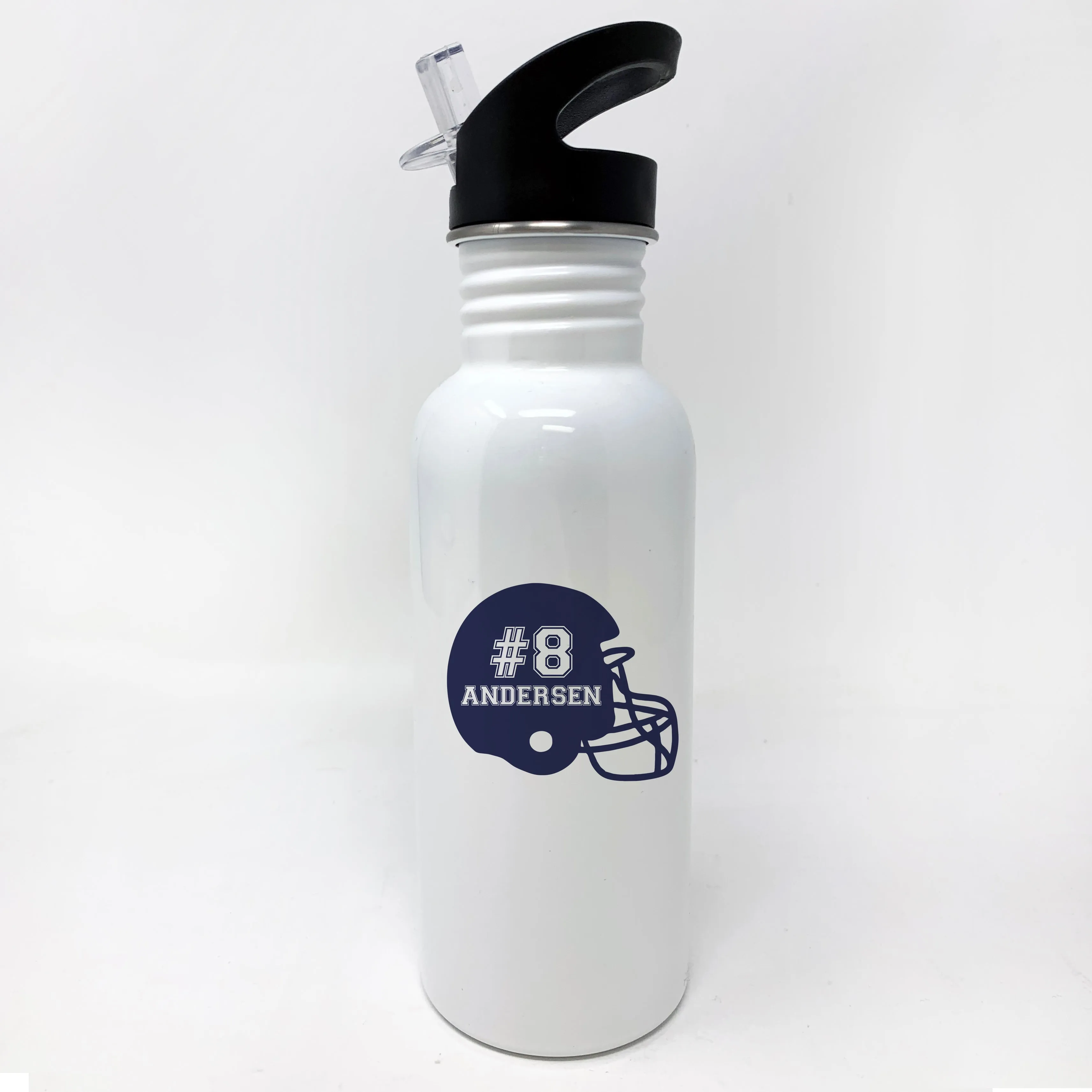 Football Helmet Watter Bottle, Personalized Sports Bottle with Straw, Water Bottle for Kids, "Andersen"