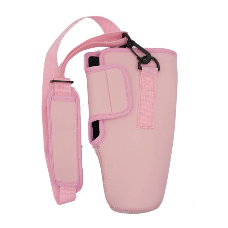 For 40oz Stanley Quencher Water Bottle Carrier Bag Sleeve With Adjustable Shoulder Strap(Pink)