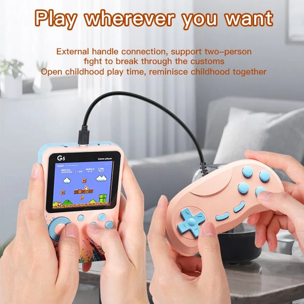 G5 Retro Game Console with 500 Built-in Nostalgic Games- USB Charging