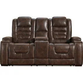 Game Zone Power Reclining Loveseat with Console and Adj Head