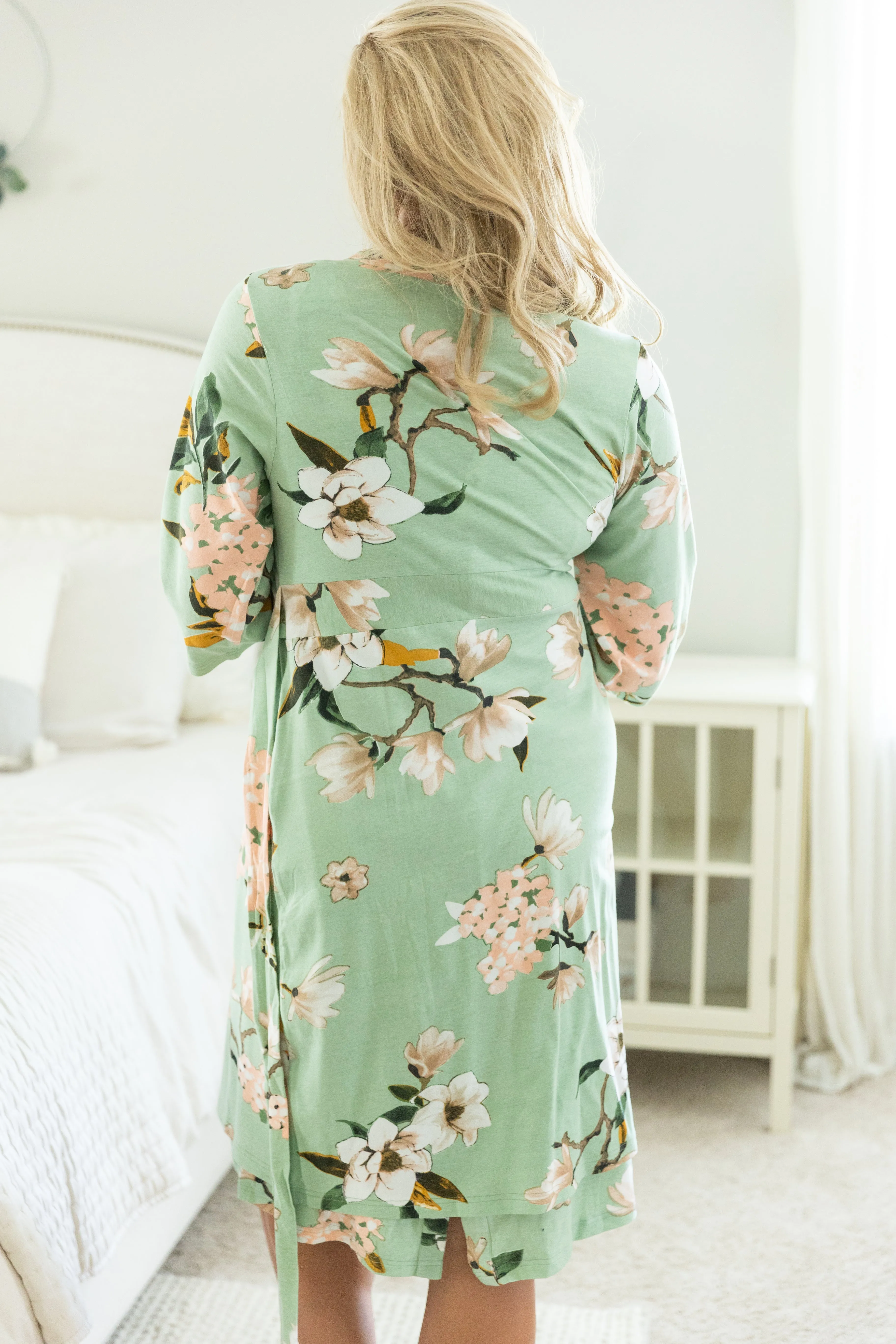 Gia Robe & Sage Baby Receiving Gown Set