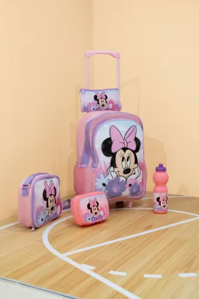 Girls Pink Minnie Mouse Print Trolley Set (5 Piece)