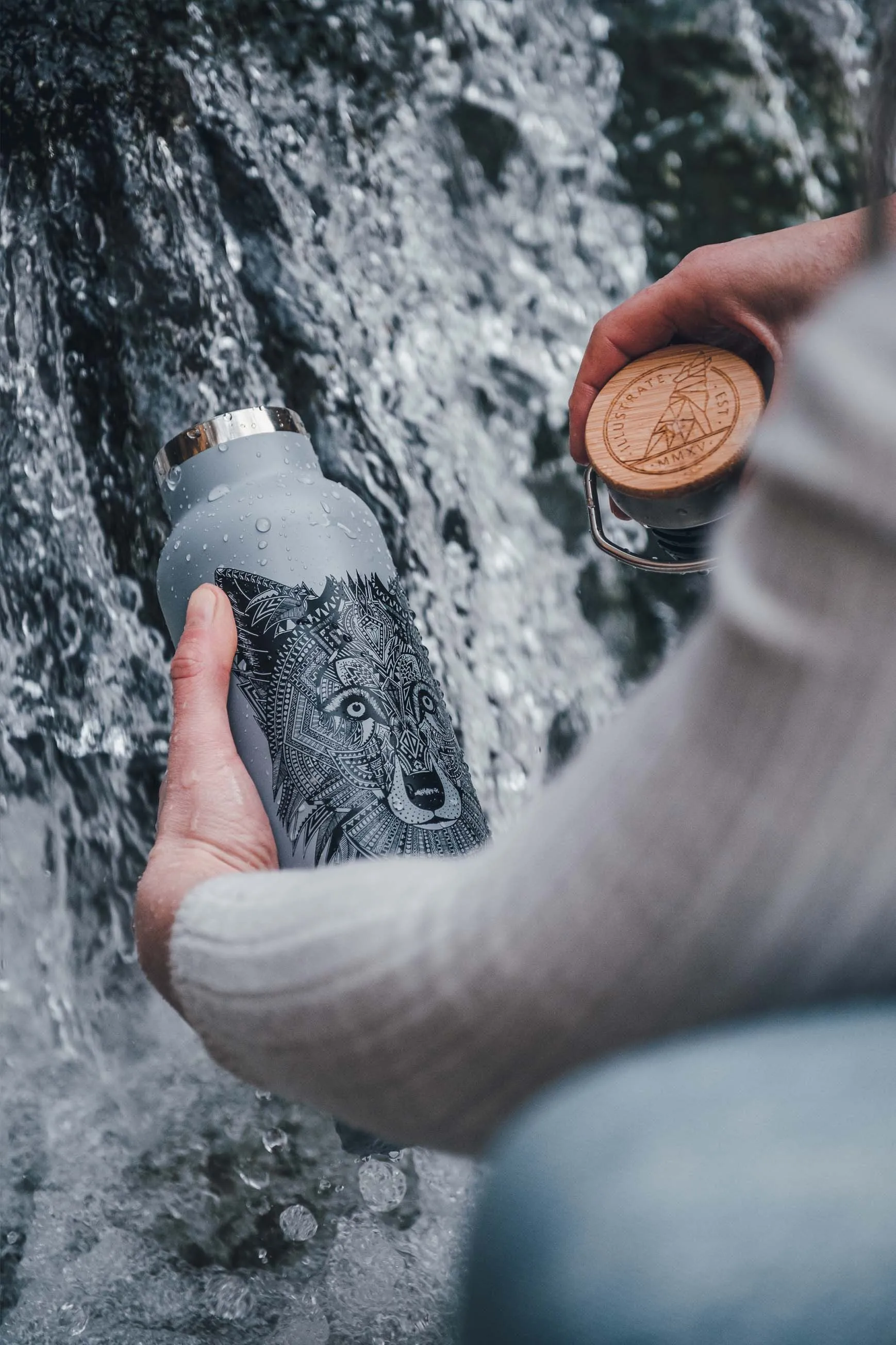 Grey Wolf Water Bottle