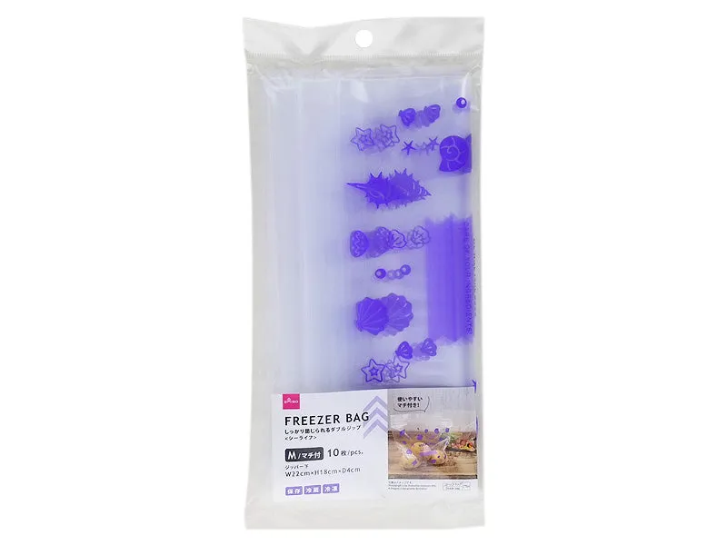 Gusseted Double Zipper Freezer Bags Sea Life 8.66in x 8.26in x 1.57in