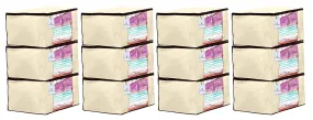 Heart Home 12 Piece Non Woven Fabric Saree Cover Set with Transparent Window, Extra Large, Ivory CTHH14127