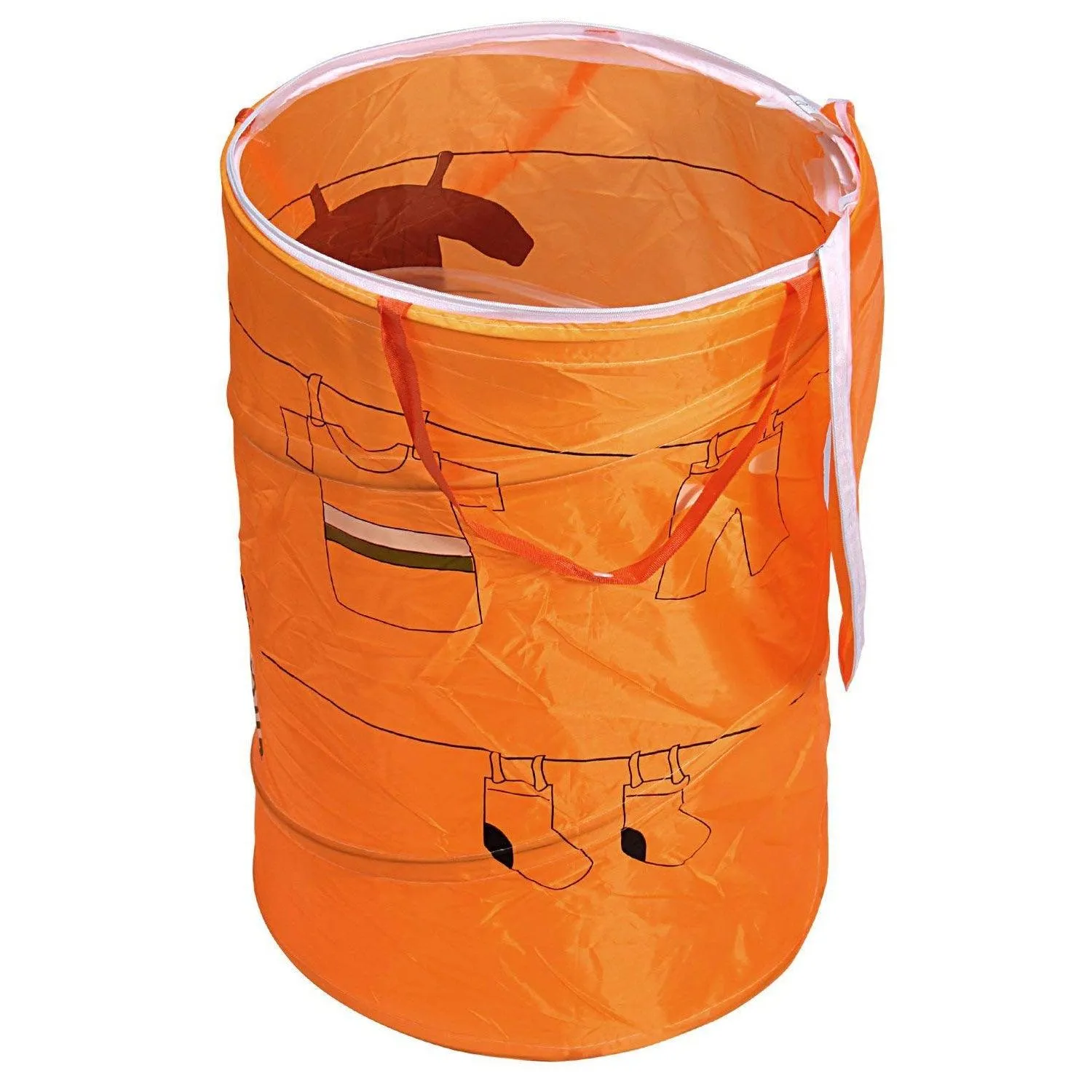 HOKIPO Foldable Cloth Pop Up Laundry Bag Hamper, 50-Ltr - Orange