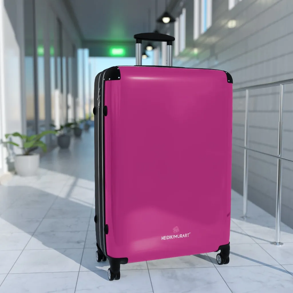 Hot Pink Solid Color Suitcases, Modern Simple Minimalist Designer Suitcase Luggage (Small, Medium, Large)