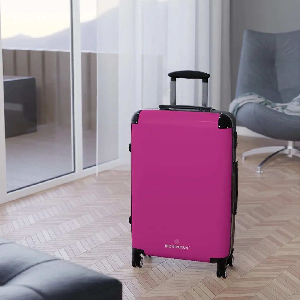 Hot Pink Solid Color Suitcases, Modern Simple Minimalist Designer Suitcase Luggage (Small, Medium, Large)