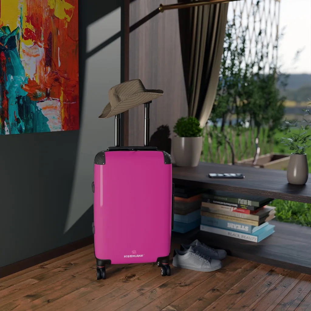 Hot Pink Solid Color Suitcases, Modern Simple Minimalist Designer Suitcase Luggage (Small, Medium, Large)