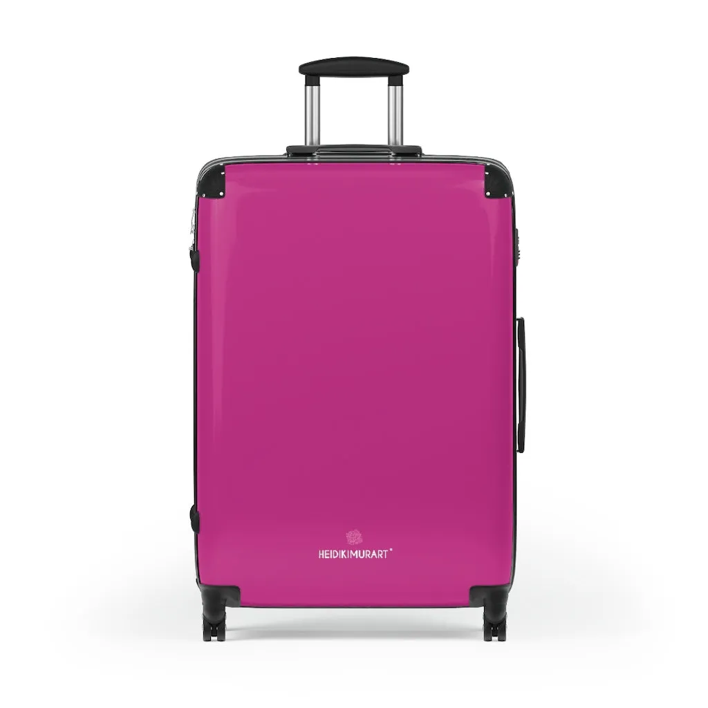 Hot Pink Solid Color Suitcases, Modern Simple Minimalist Designer Suitcase Luggage (Small, Medium, Large)