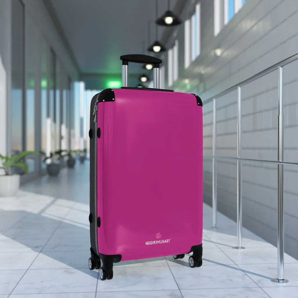 Hot Pink Solid Color Suitcases, Modern Simple Minimalist Designer Suitcase Luggage (Small, Medium, Large)