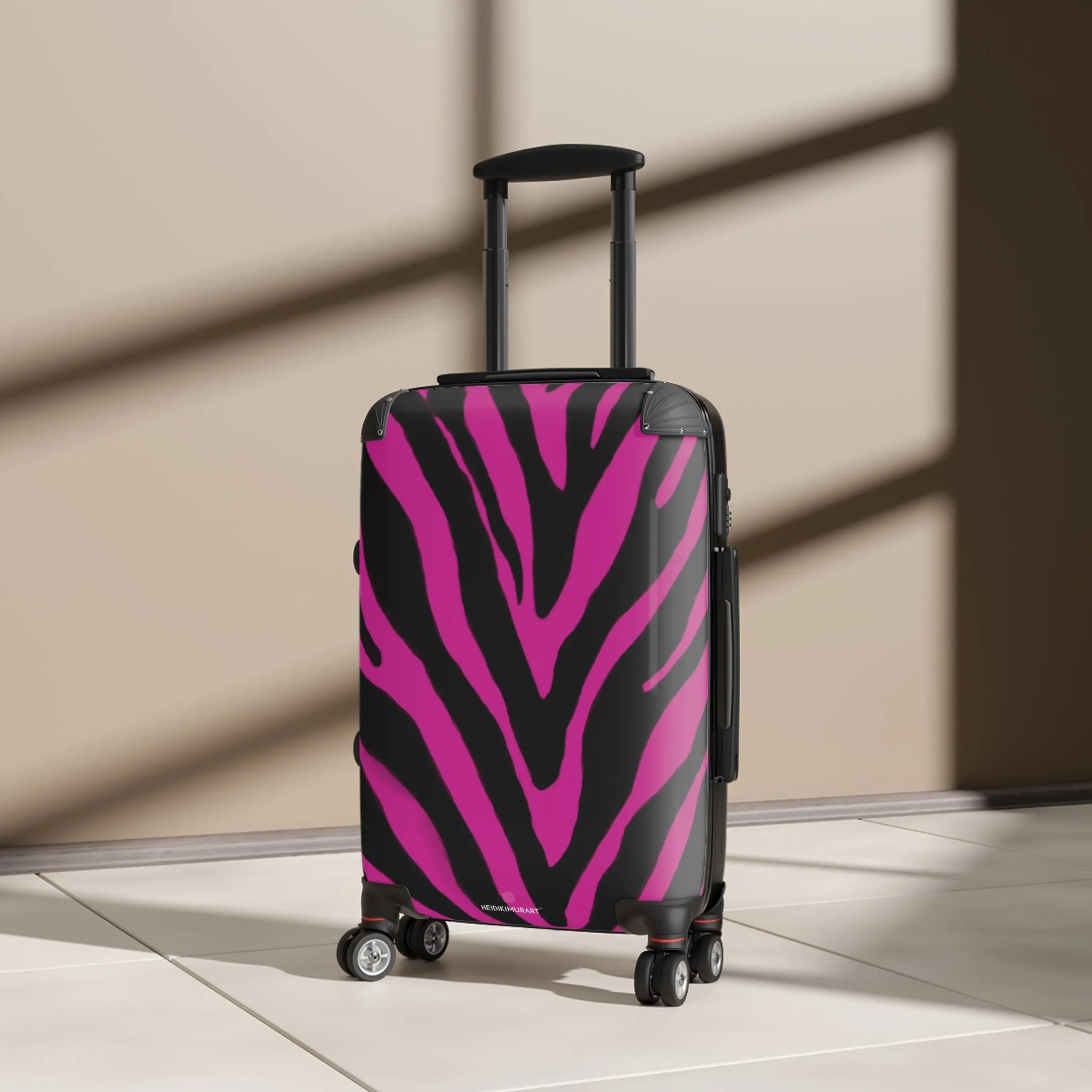 Hot Pink Zebra Print Suitcases, Zebra Print Best Suitcases, Travel Bag Suitcases (Small, Medium, Large)