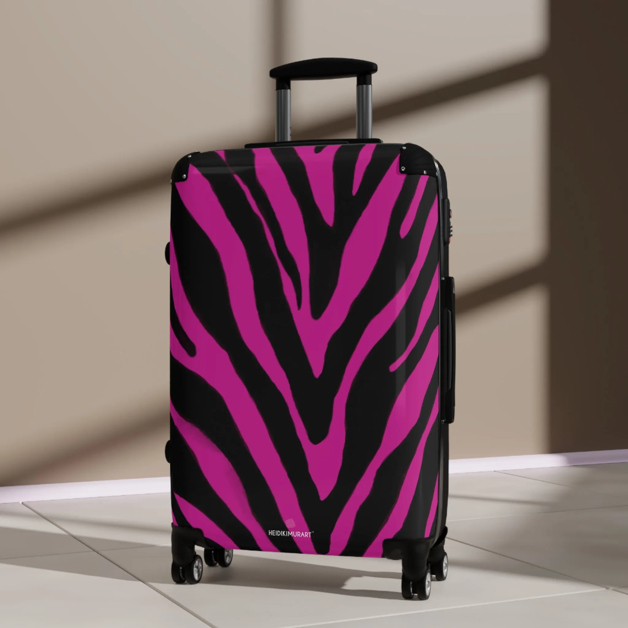 Hot Pink Zebra Print Suitcases, Zebra Print Best Suitcases, Travel Bag Suitcases (Small, Medium, Large)