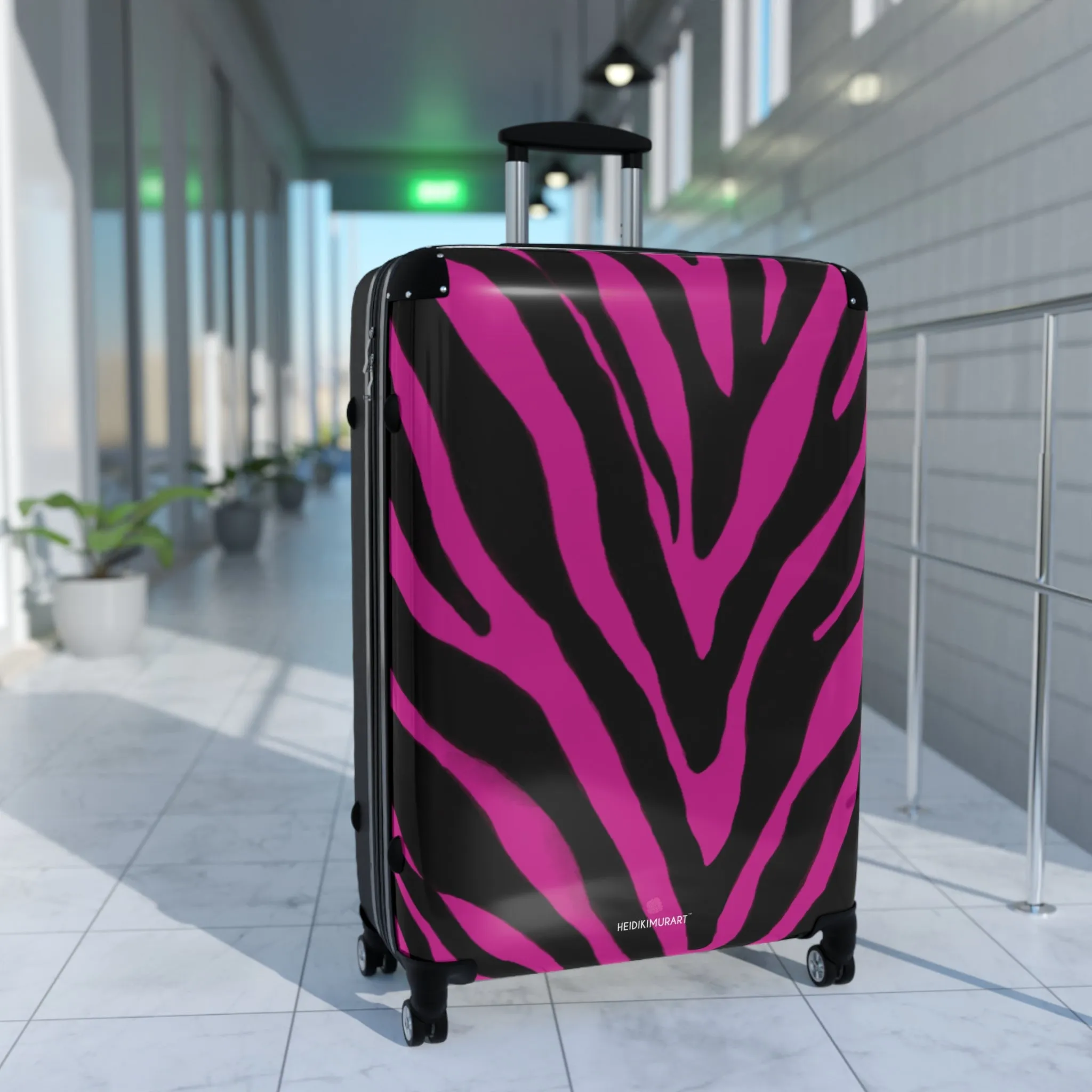 Hot Pink Zebra Print Suitcases, Zebra Print Best Suitcases, Travel Bag Suitcases (Small, Medium, Large)