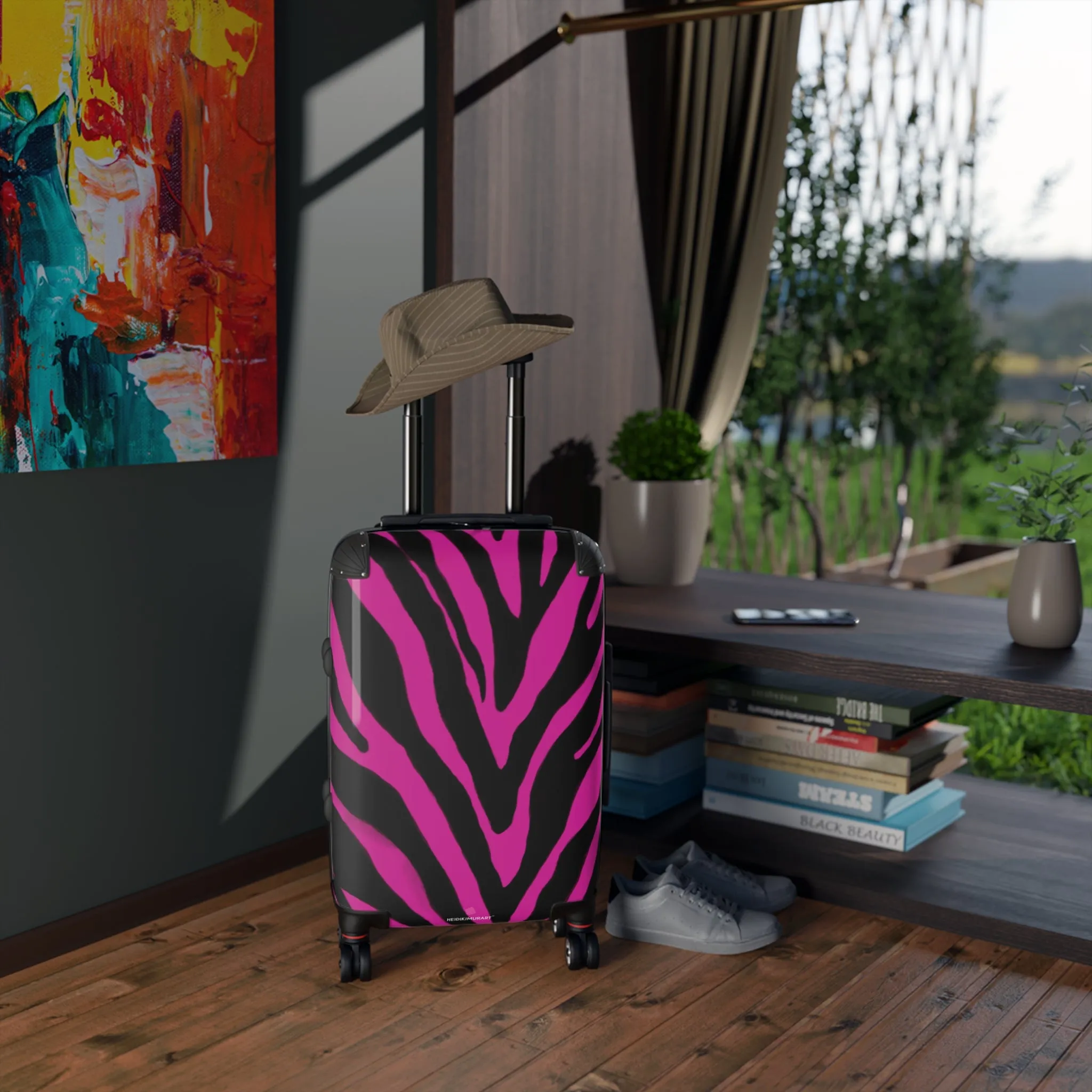 Hot Pink Zebra Print Suitcases, Zebra Print Best Suitcases, Travel Bag Suitcases (Small, Medium, Large)