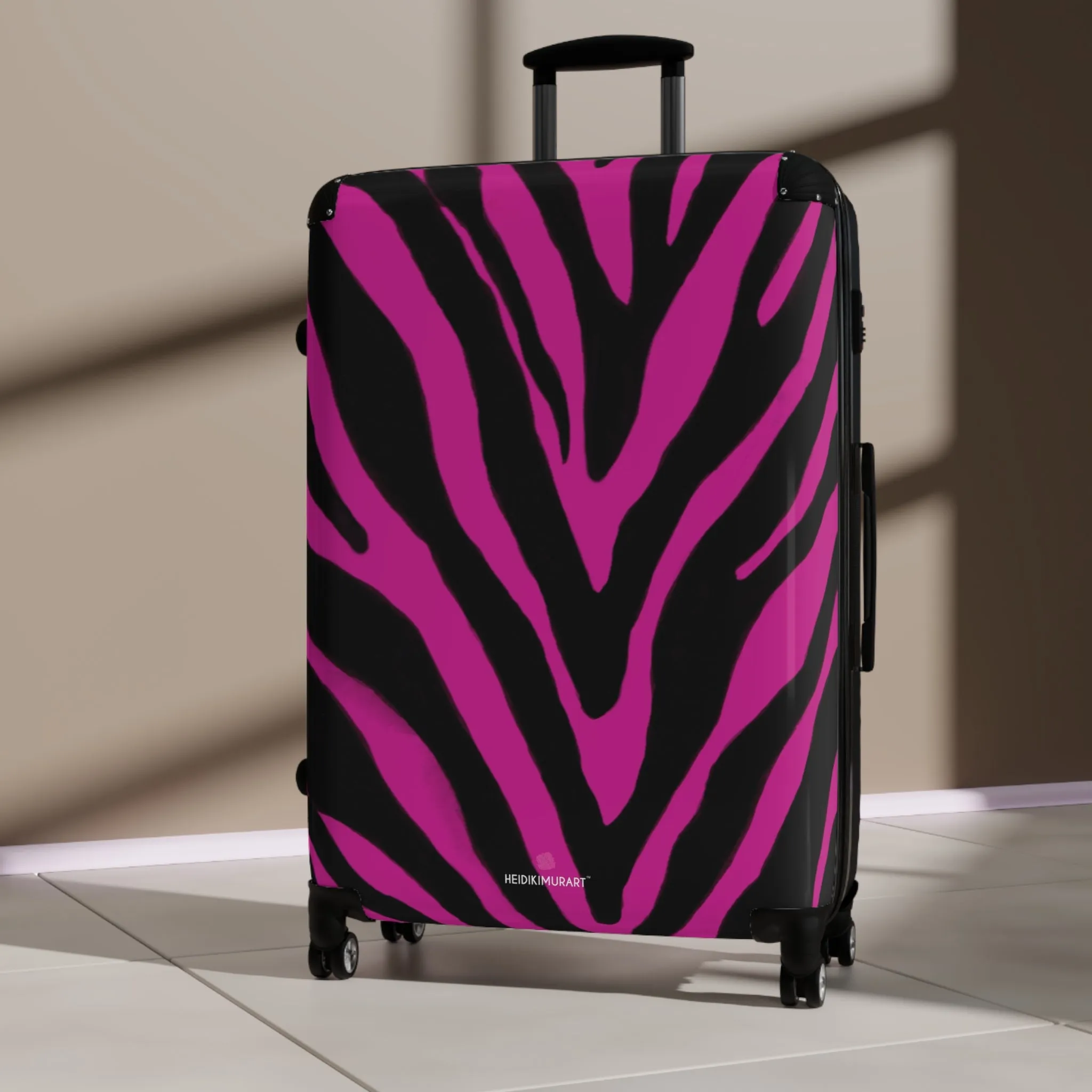 Hot Pink Zebra Print Suitcases, Zebra Print Best Suitcases, Travel Bag Suitcases (Small, Medium, Large)