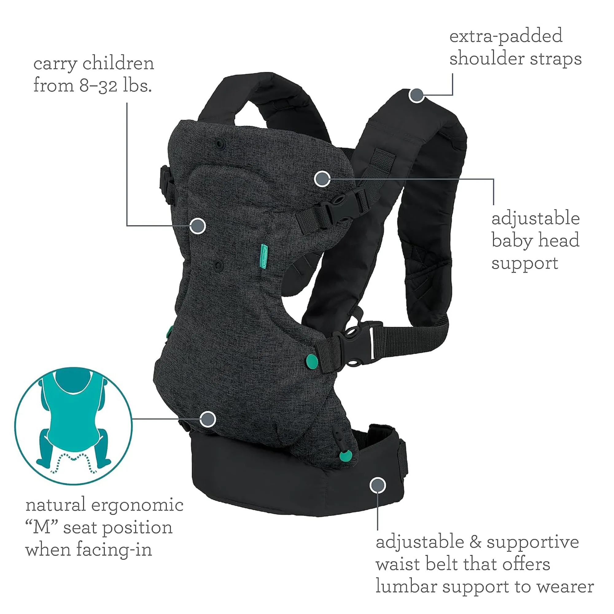 Infantino Flip 4-In-1 Convertible Carrier - Birth to 36 Months