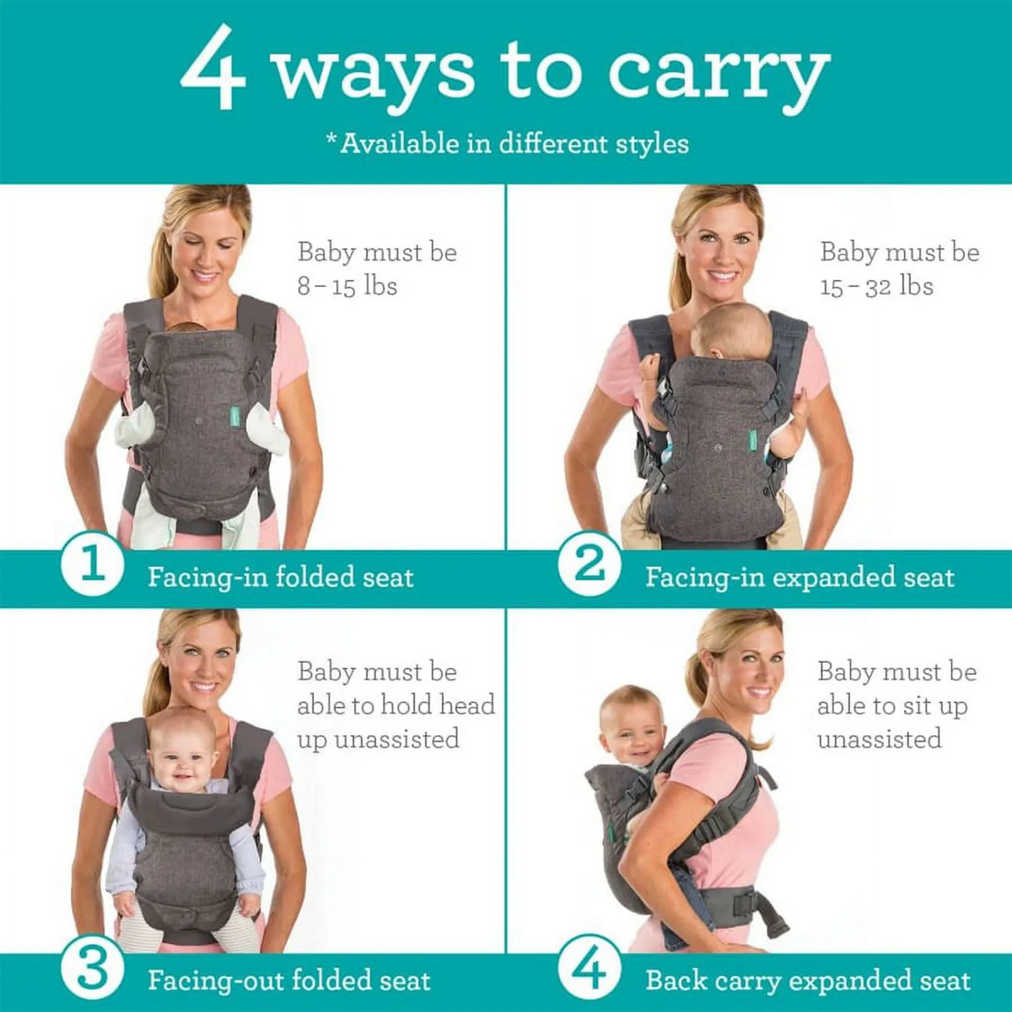 Infantino Flip 4-In-1 Convertible Carrier - Birth to 36 Months