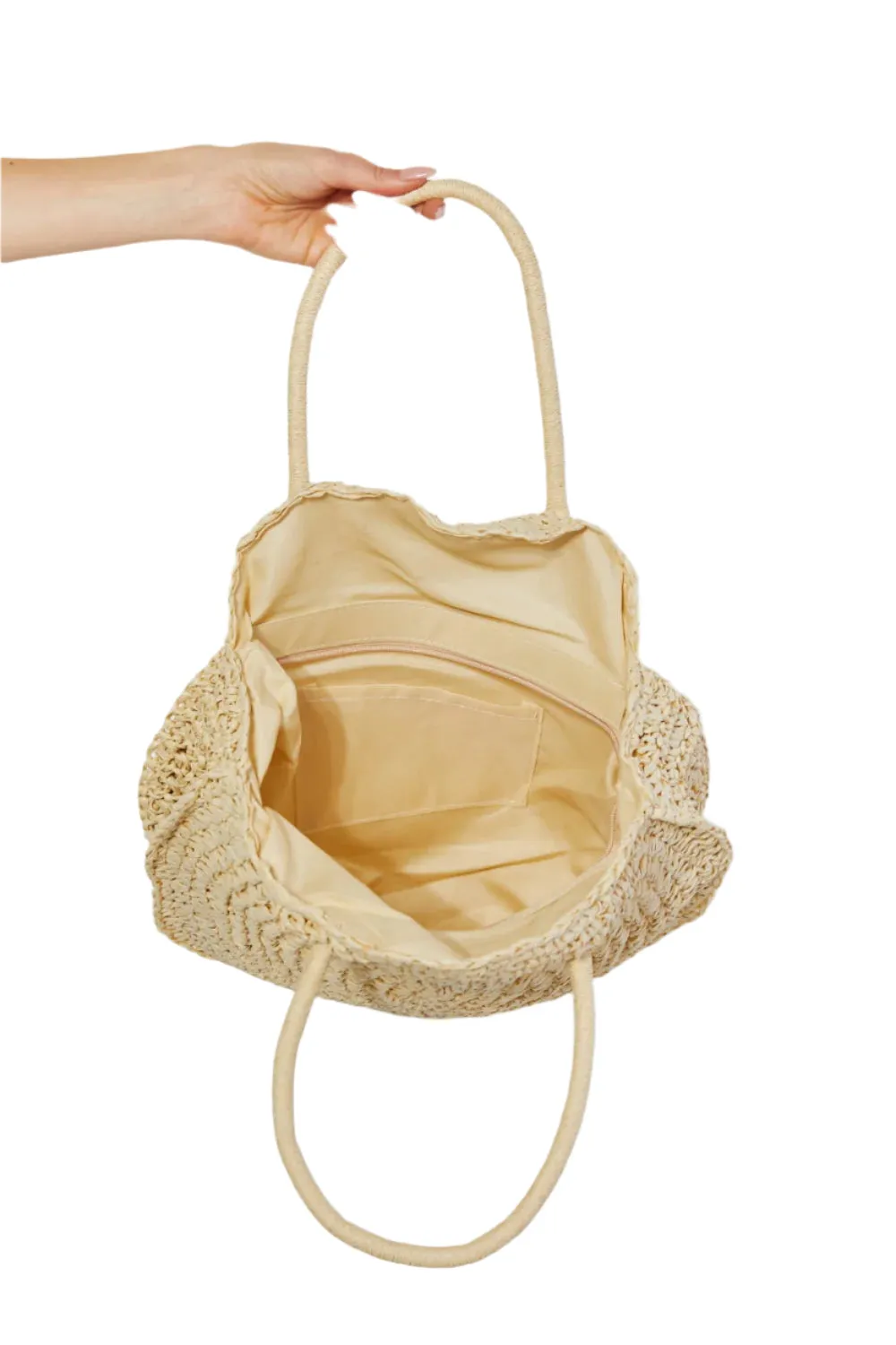 Justin Taylor Beach Date Straw Rattan Handbag in Ivory