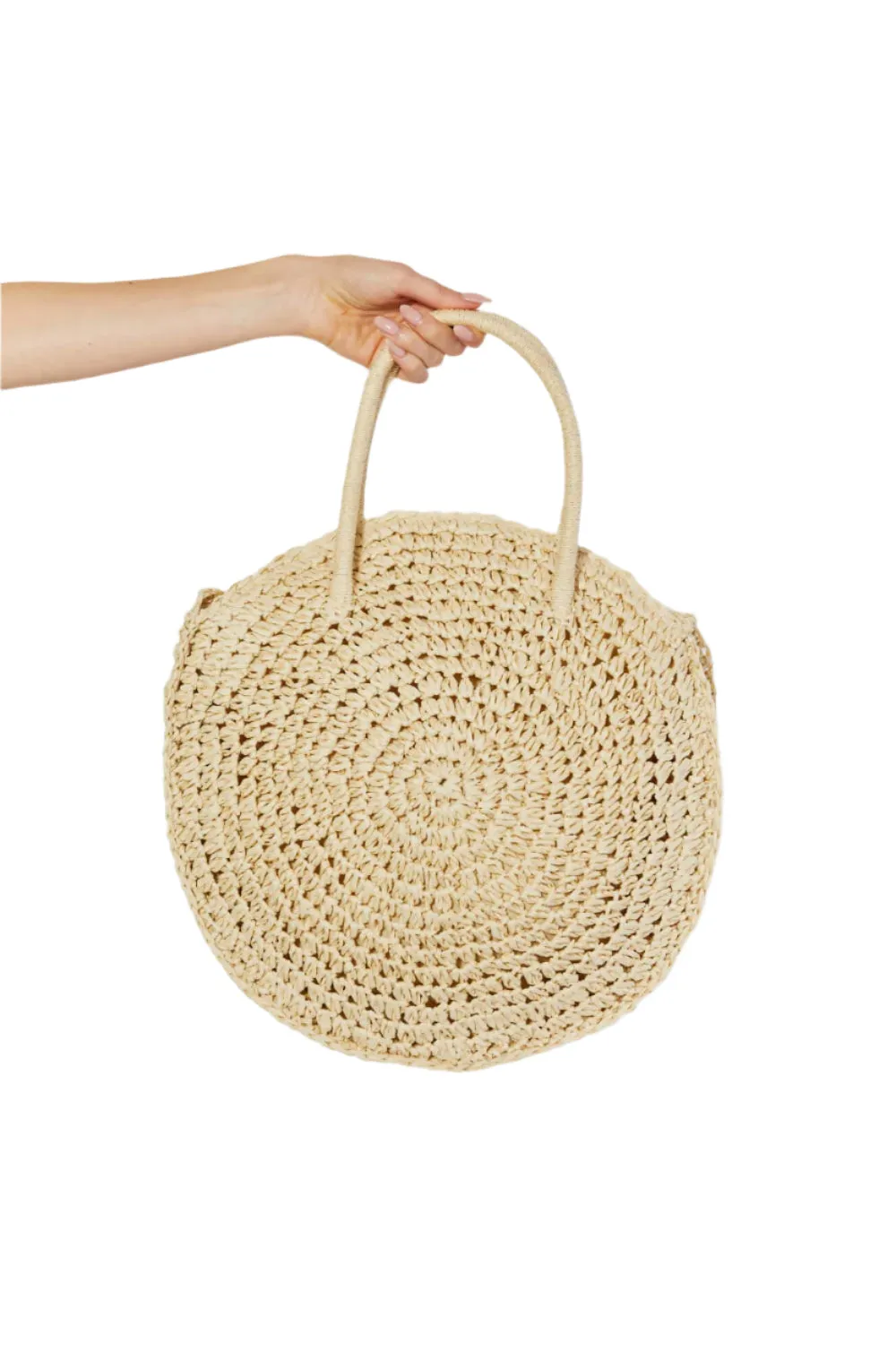 Justin Taylor Beach Date Straw Rattan Handbag in Ivory