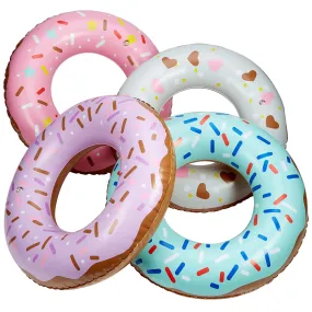 Kicko Inflatable Donut Kids' Pool Float - 4 Pack Multi-Colored 18 Inch Frosted Looking