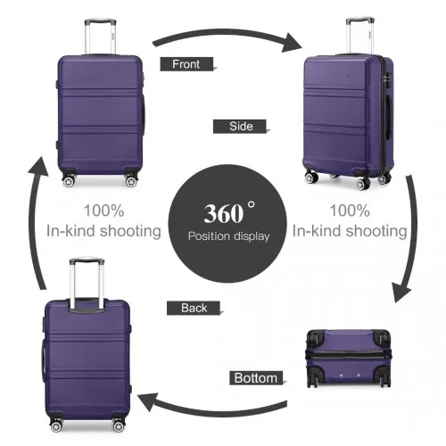 Kono ABS 24-Inch Durable & Stylish Purple Suitcase with TSA Lock & 360° Swivel Wheels