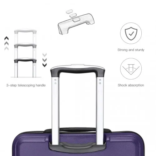 Kono ABS 24-Inch Durable & Stylish Purple Suitcase with TSA Lock & 360° Swivel Wheels