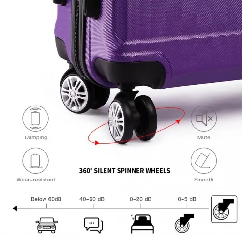 Kono ABS 24-Inch Durable & Stylish Purple Suitcase with TSA Lock & 360° Swivel Wheels