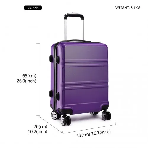 Kono ABS 24-Inch Durable & Stylish Purple Suitcase with TSA Lock & 360° Swivel Wheels