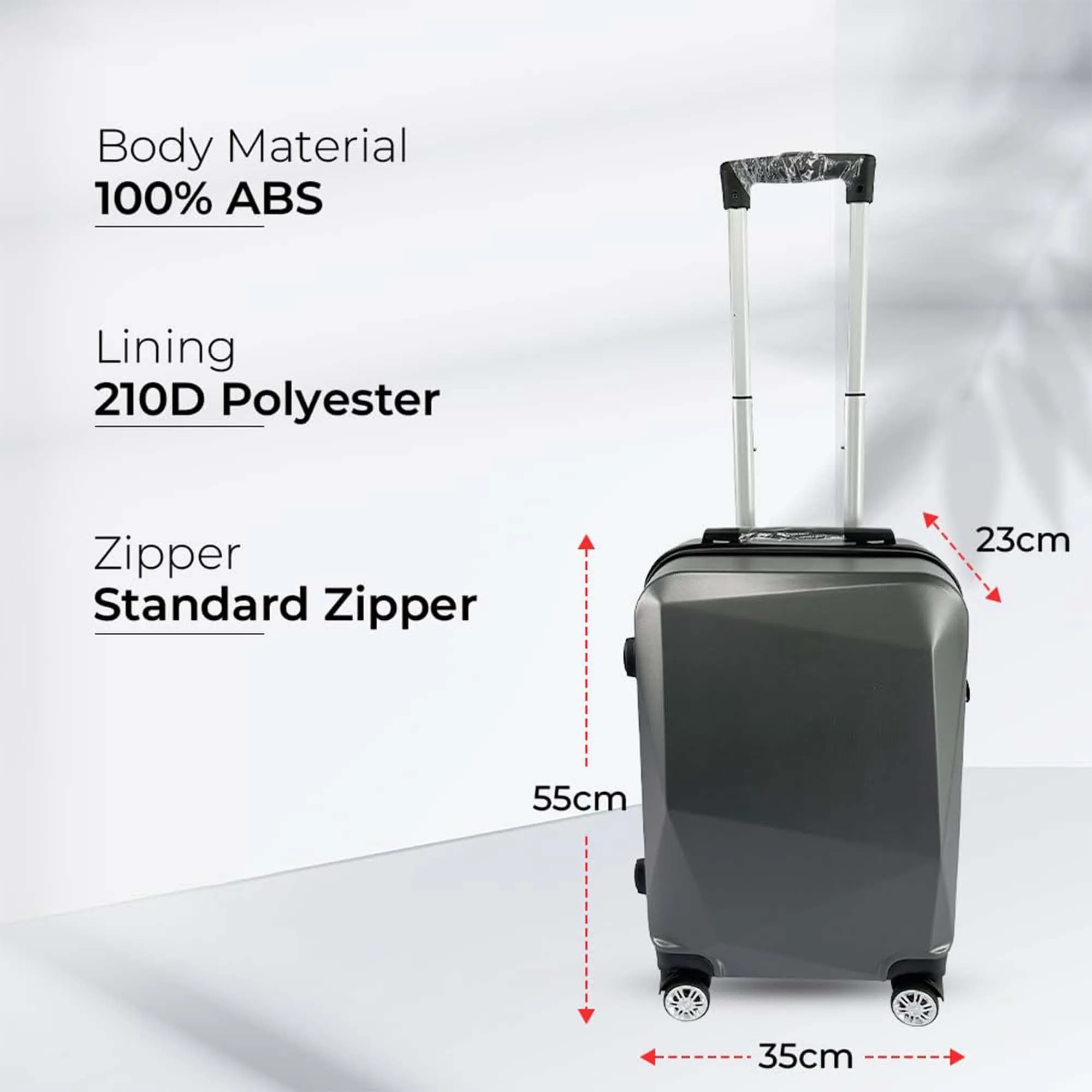 Kuber Industries 20inch Strong & Lightweight Cabin Trolley Bags with 360 Degree Rotating Wheels | Expandable Carry-On Cabin Luggage Suitcase | Bags for Travelling | 600520GRY-Grey