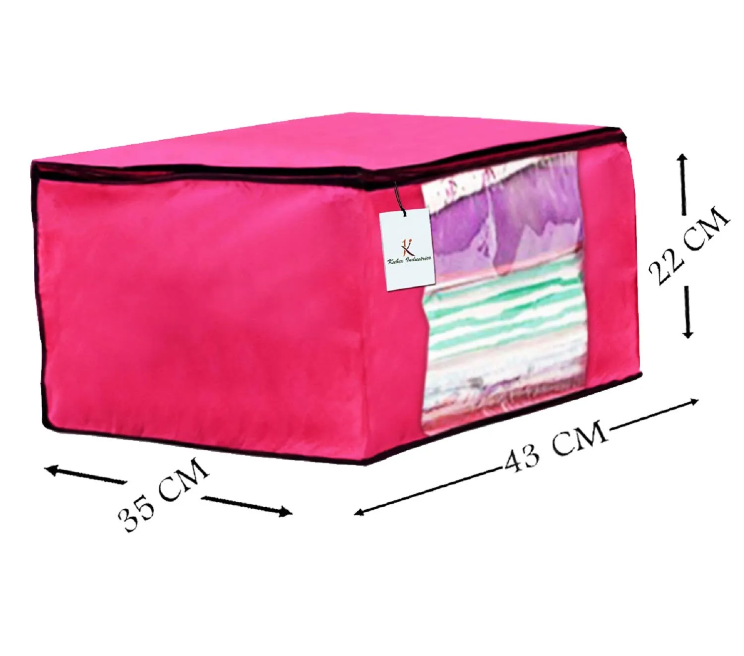 Kuber Industries 8 Piece Non Woven Fabric Saree Cover Set with Transparent Window, Extra Large, Pink-CTKTC23719