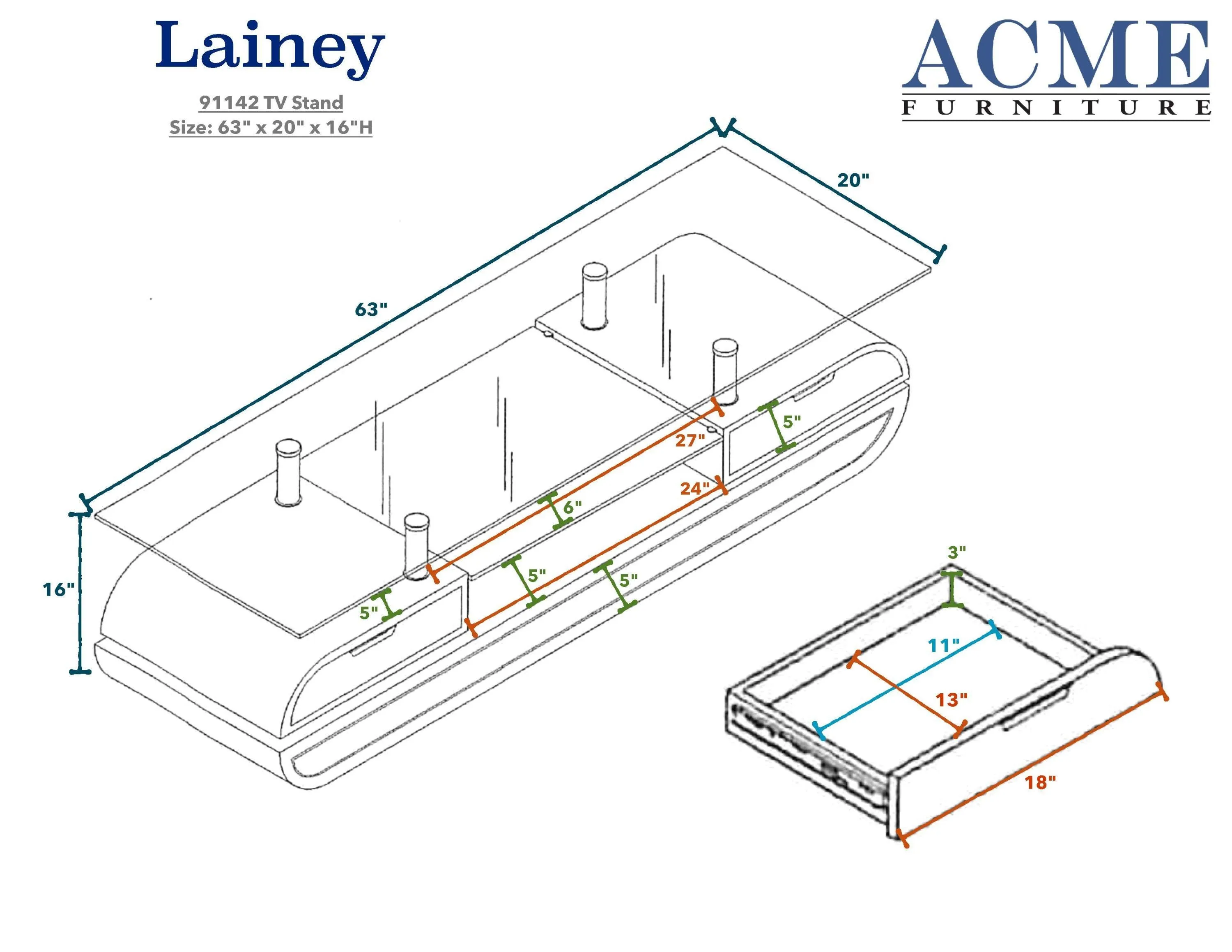 Lainey TV Stand in White & Gray