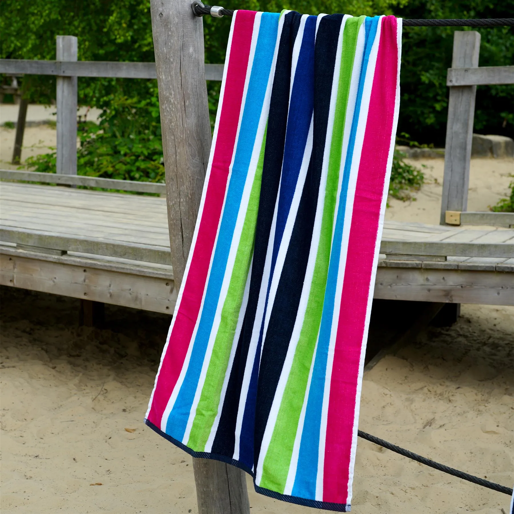 Large Velour Striped Beach Towel (Sanguine)