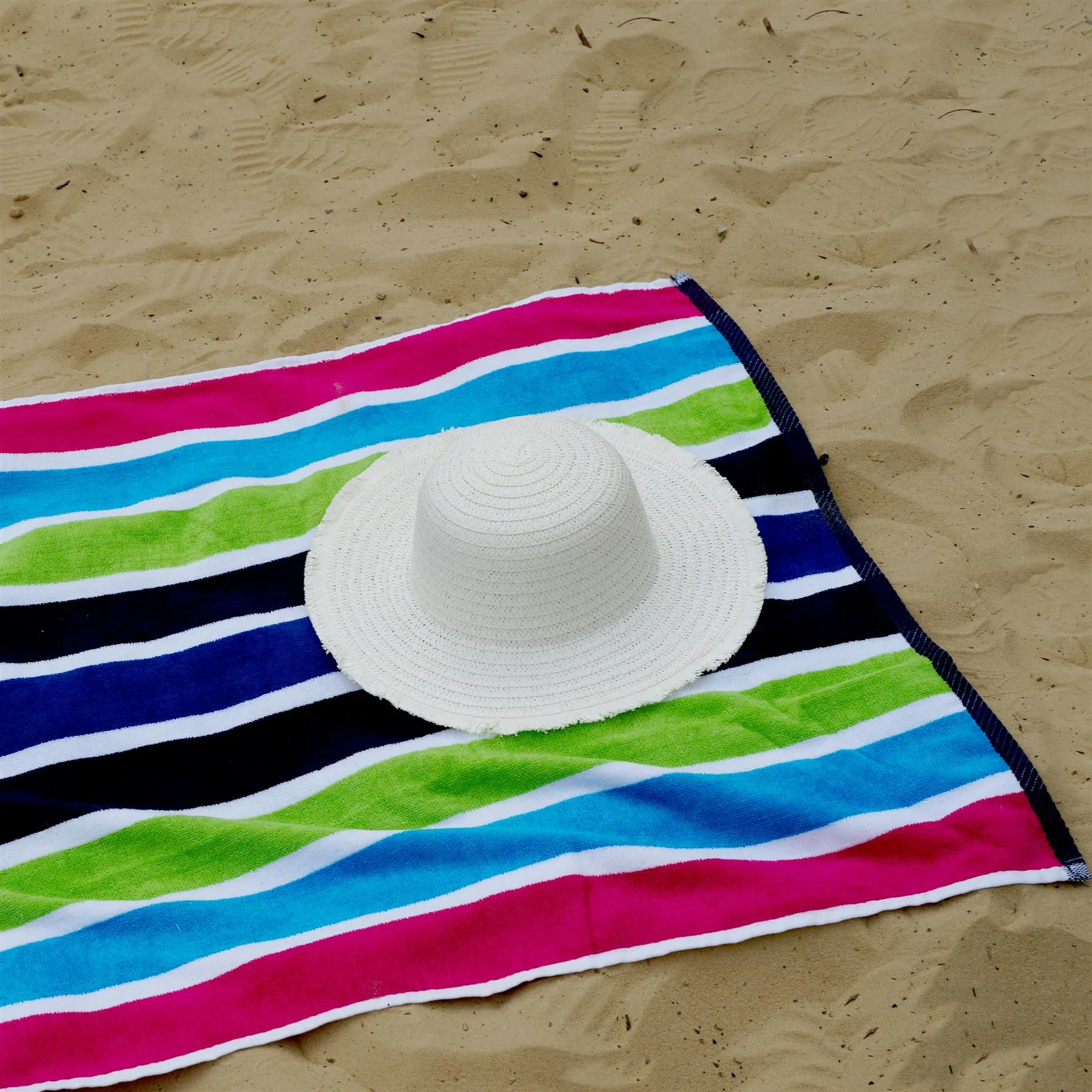 Large Velour Striped Beach Towel (Sanguine)