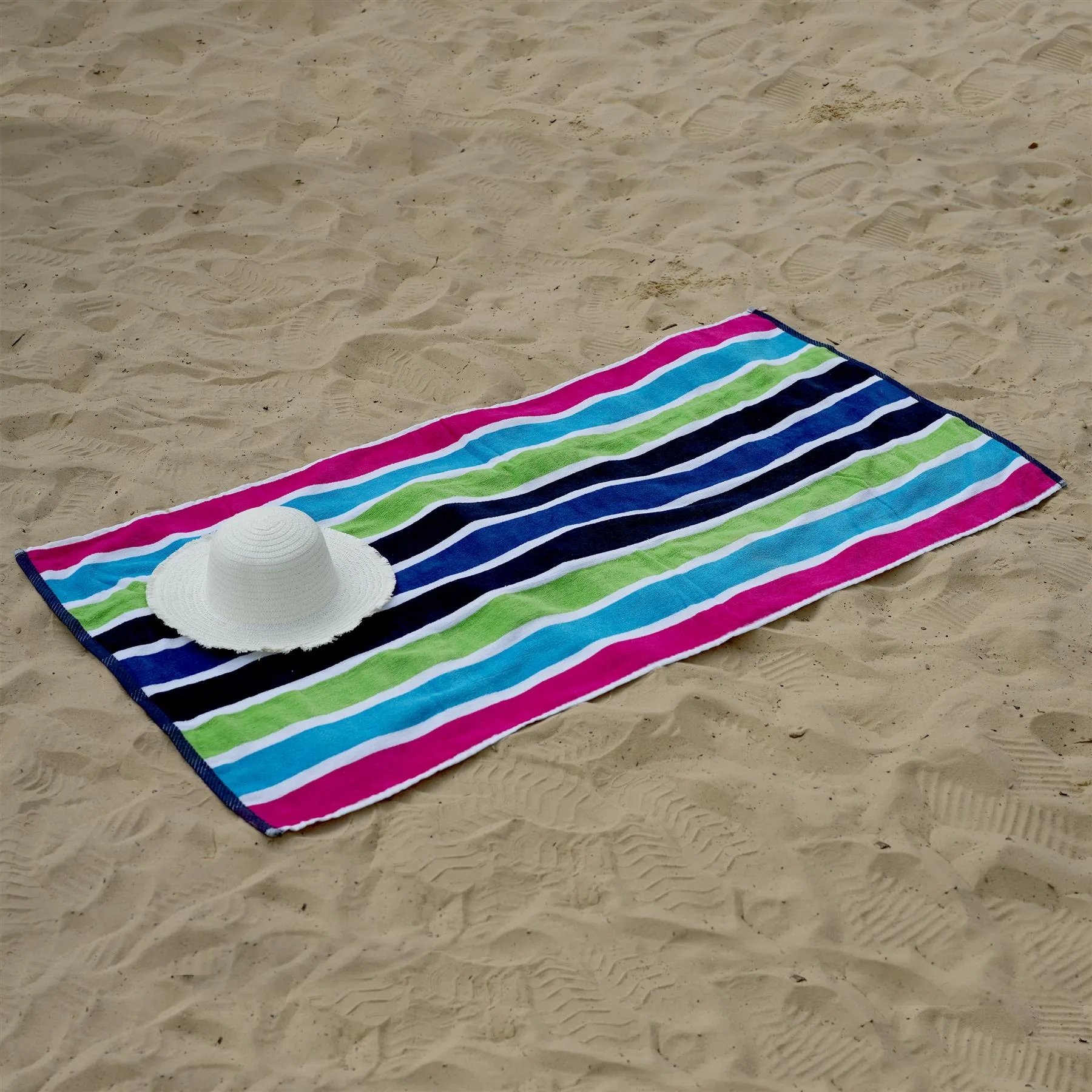 Large Velour Striped Beach Towel (Sanguine)