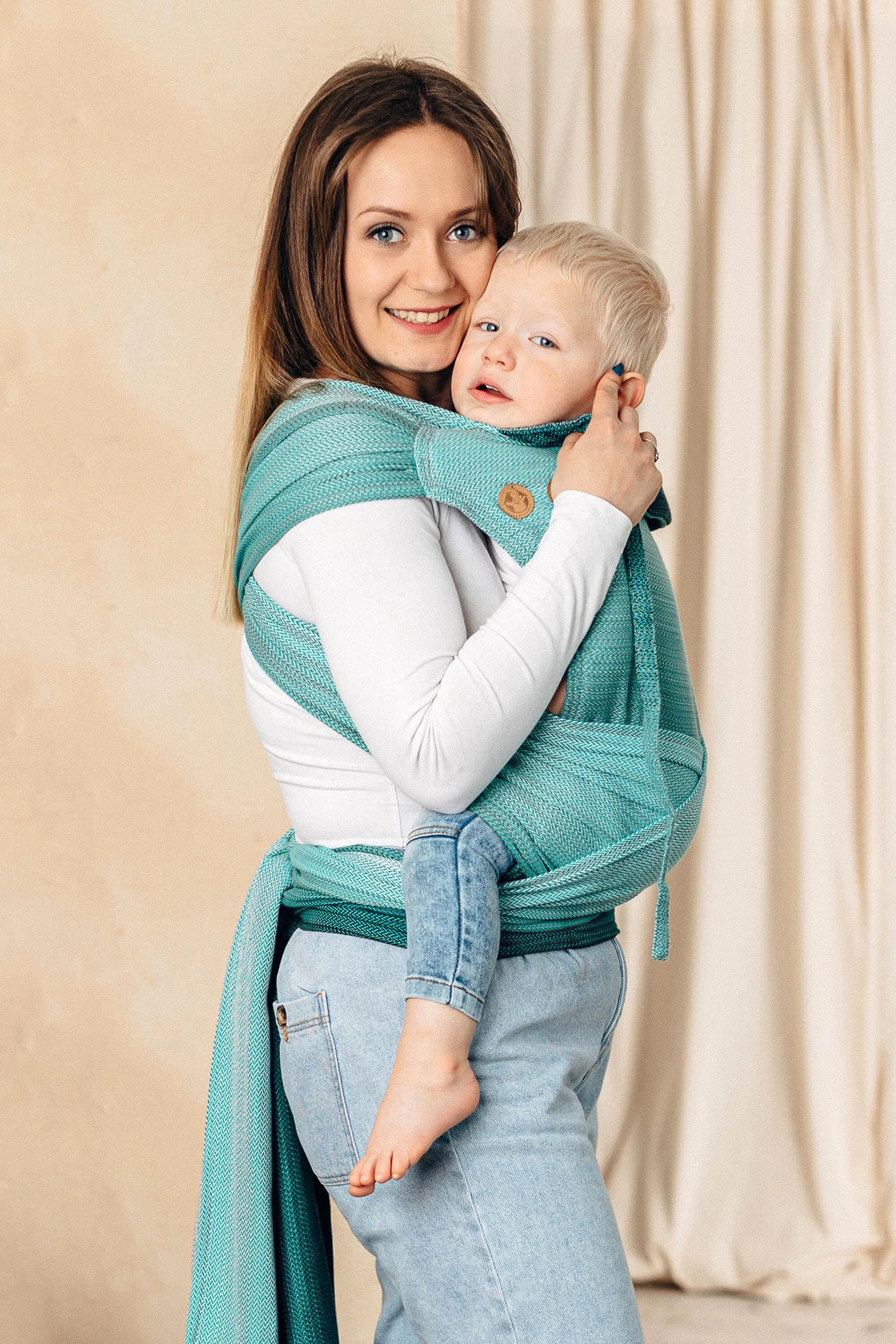 LennyLamb Wrap-Tai Baby Carrier Toddler Little Herringbone Ombre Green