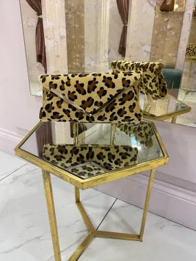 Leopard Print Envelope Clutch Bag