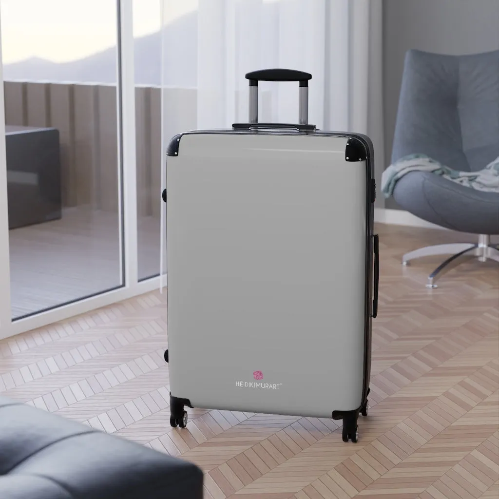 Light Grey Solid Color Designer Suitcases, Modern Simple Minimalist Designer Suitcase Luggage (Small, Medium, Large)