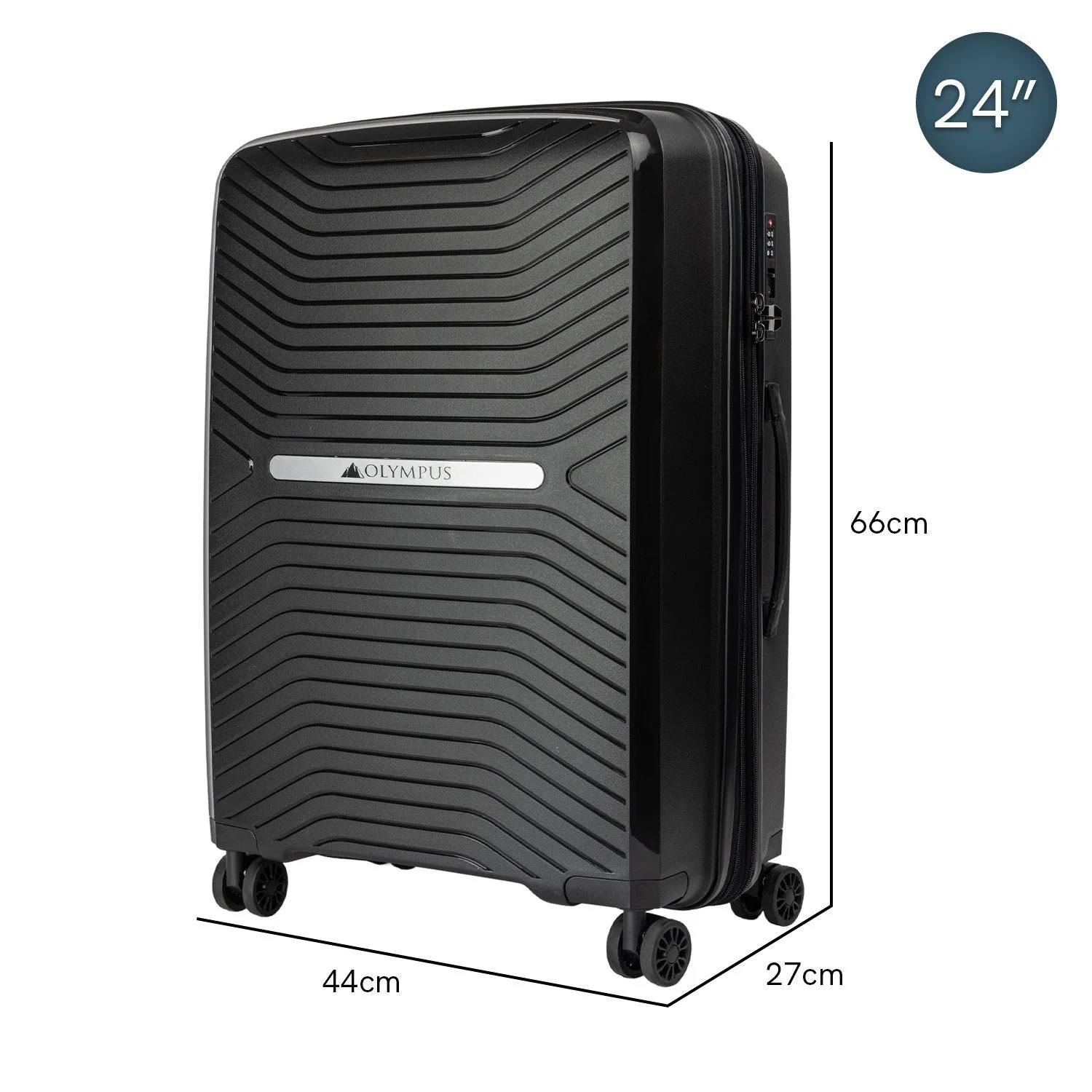 Lightweight 24in Hard Shell Suitcase, TSA Lock, Dual Wheels - Olympus Astra