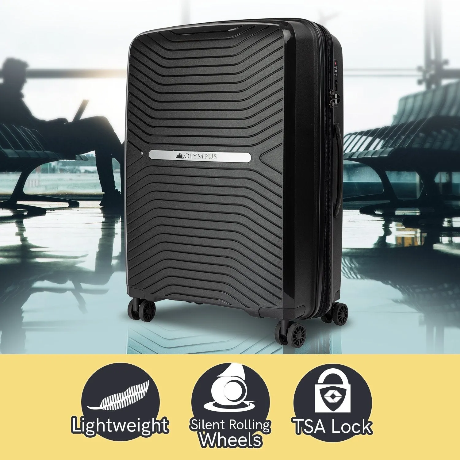 Lightweight 24in Hard Shell Suitcase, TSA Lock, Dual Wheels - Olympus Astra