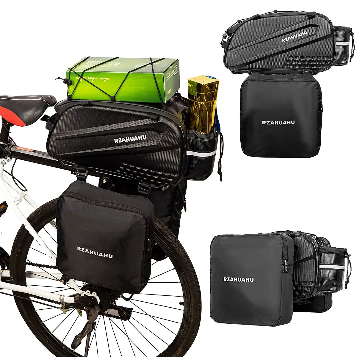 Lixada 3in1 Bike Rack Bag Trunk Bag Waterproof Bicycle Rear Seat Bag 2 Side Bags Cycling Cargo Luggage Bag Pannier Shoulder Bag